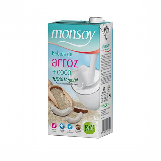 Bebida de arroz y coco Monsoy 1L sin gluten