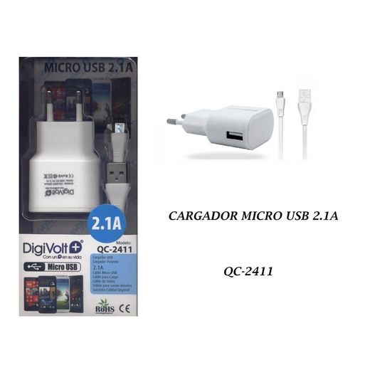 Cargador Smartphone Micro USB 2.1A DIGIVOLT