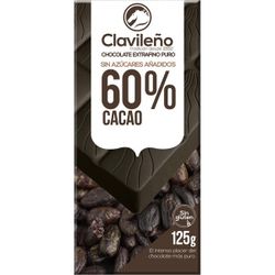 Chocolate Cacao Clavileño extrafino puro 60% 125G