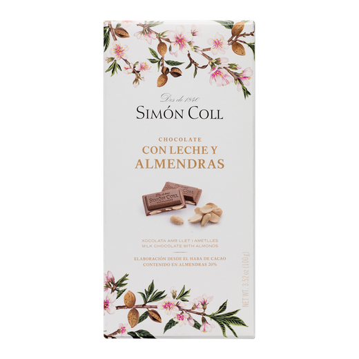 Chocolate con leche y almendras Simón Coll 85G