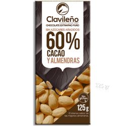Chocolate y almendras Clavileño extrafino puro 60% 125G