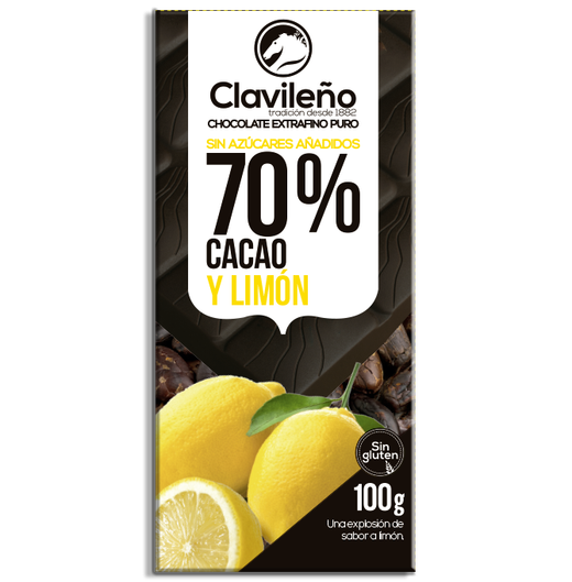 Chocolate y limón Clavileño extrafino puro 70% 100G