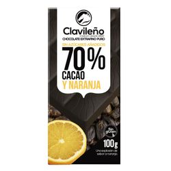 Chocolate y naranja Clavileño extrafino puro 70% 100G