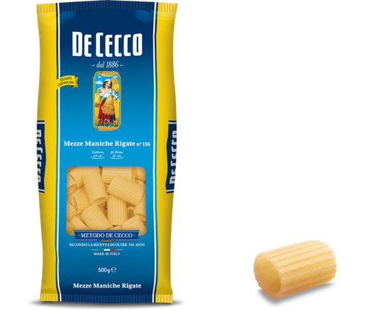 De cecco pasta di semola mezze maniche rigate n°136 500 gr