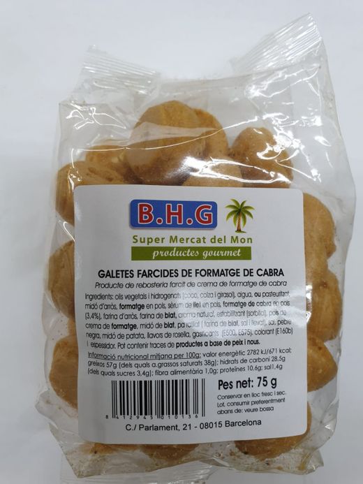 Galletas rellenas de queso de cabra BHG 75G