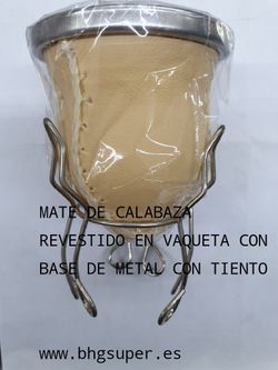 Mate  Calabaza Aluminio Cuero Con Patas Soporte