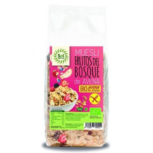 Muesli Avena Frutos del Bosque Bio Sin gluten Sol Natural 425 gr
