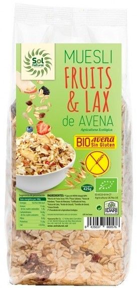 Muesli de avena Fruits & Lax sin gluten Sol Natural 425g