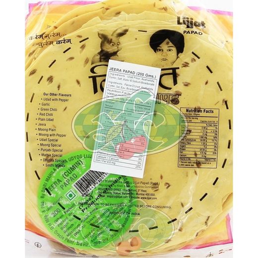 Papadum de Comino | Cumin Papad Lijjat 200G