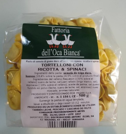 Pasta Tortelloni con ricotta e spinaci Fattoria dell’Oca Bianca 500G