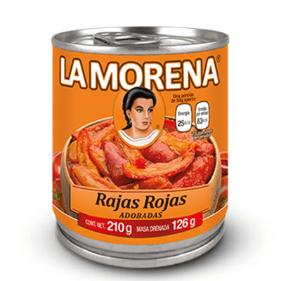 Rajas rojas adobadas La Morena 210G