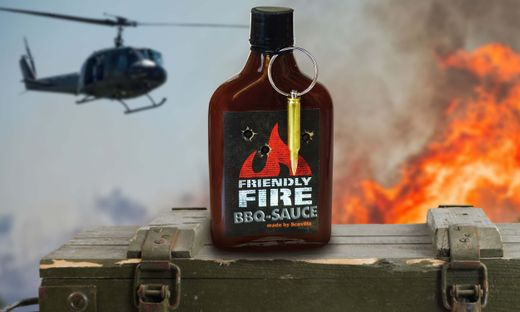 Salsa Friendly Fire Hot BBQ Sauce  con bala real 235ml