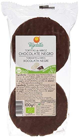 Tortitas de arroz con chocolate negro bio Vegetalia 100G sin gluten