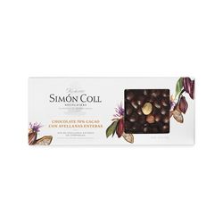 Turrón Chocolate 70% cacao con avellanas enteras 250g