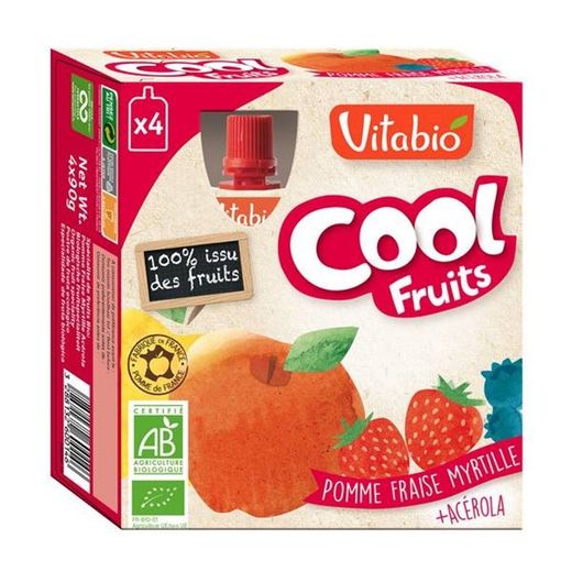 Zumo de fresa, manzana y arándano Cool fruits Vitabio 4x90G